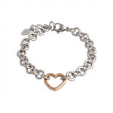 Silver with Rose Gold Heart Bracelet