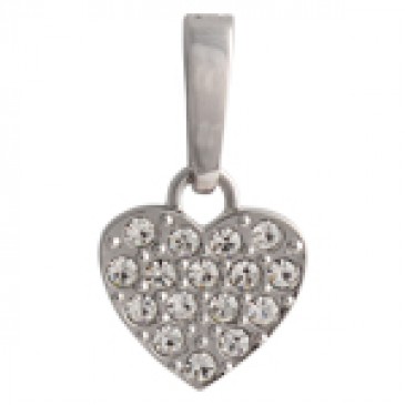Silver Crystal Heart Droplet