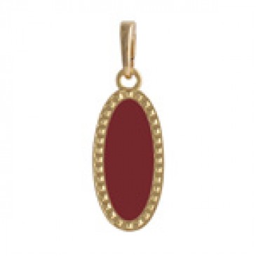 Burgundy Oval Enamel in Gold Droplet