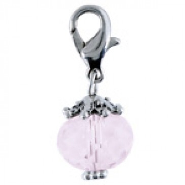 Pink Crystal with Silver Droplet